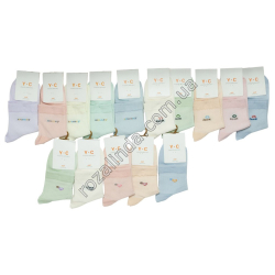 Т0402 Носки женские хлопок 85% 10/двысокие Pink And Purple/MIAN капучино/цветные Bear/Ski/Budge 22-25см(36-41р), 26гр,