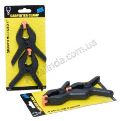 L0454 Зажим пружинный (струбцина) 4' 11см 2ШТ/наб, Carpenter clamp, пластик, блистер, 21.5*10см, 89г