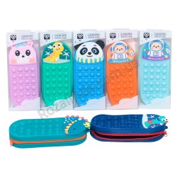 L0481 Пенал 1 відділ 'POP-IT Тварини', силікон, PVC бокс, 20*7.5*4см, 94г