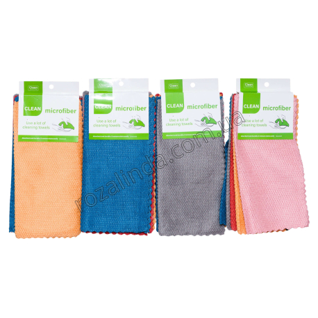 Т0159 Салфетки фибра антижир 5шт/уп, 2уп/д 'Сеточка' 30*30см, Fibre towel, T159, 135гр,