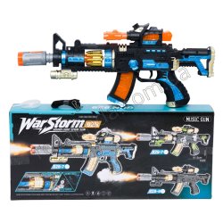 L0647 Автомат музыкальная винтовка 41 см, «WarStorm 929-7», звук/свет/имитация выстрела/пар, бат. АА*3 шт., коробка, 295 г
