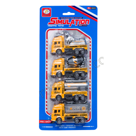 L0649 Машинка набор из 4 шт. «Строительная техника» 8,5 см, «Traffic Toys», с инерцией:, на блистере, 399-458Е, 108 гр