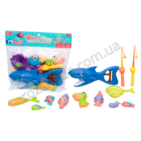 L0666 Игра «Рыбалка» для детей, 12 предметов, с акулой-хваталкой, Water Toys, SFY-C161, 28×29×5 см, 173 г