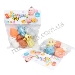 L0674 Игрушка пищалка для ванной, 6 шт, 7 см, «Друзья зверята», термопластичная резина, Baby Love Toy, 936-266, 93 г, 216/ящ