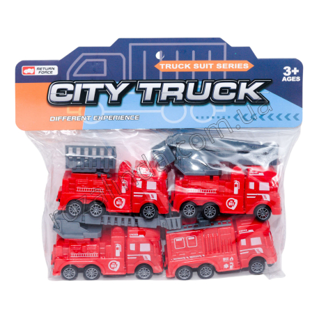 L0759 Машинка набор 4шт Пожарная 11см, City Truck, 432-55, 28*24*5см, 174гр