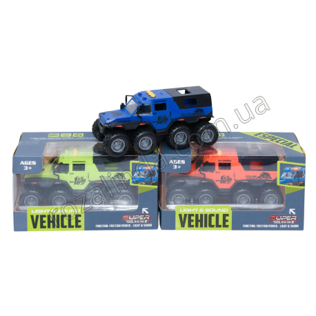 L0761 Машинка внедорожник Vehicle 18.5см, пластик, инерционная, свет, звук, открыв.двери, резиновые колеса, 276гр