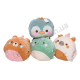 L0603 Мягкая игрушка подушка-муфта Животные 30-35см, велюр, медвежонок/поросенок/динозаврик/пингвин, 30-35*30*14см, 405 г