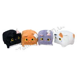L0608 Мягкая игрушка Кубический Котик 20см, пушистая шерсть, цвета в ас-те, 20*18*14см, 240 г