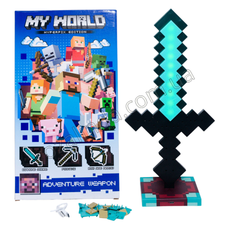 L0781 Игрушка ночник 'MY WORLD', Меч Алмазный 39см с подставкой, 9 режимов, 39.5*21.5*3.5см, 400гр