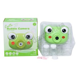 L0722 Іграшка для пускання мильних бульбашок 13см, жабеня «Bubble Camera», мелодія, 2 запасні насадки, 18×19,5×9 см, 317 г