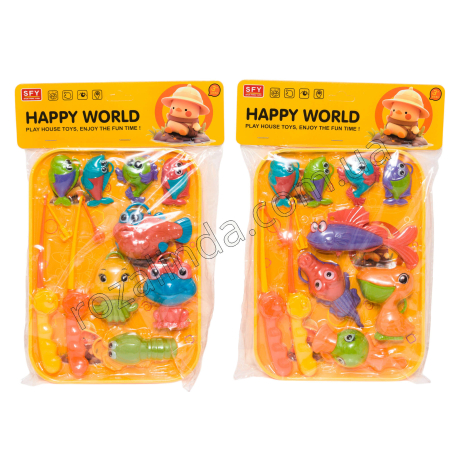 L0766 Игра «Рыбалка» для детей, 11 предметов, на подносе, Happy World, 22*33*6 см, 170 г