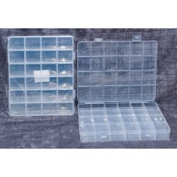L0845 Пластиковый органайзер с отделениями, на 24 ячейки (4×4,5 см), цельные, 25,5×20,7×3,5 см