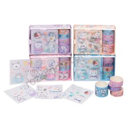 L0381 Стрічка декоративна з клейким шаром 3 шт * 1,5 см/1 шт * 3 см + наклейки 4 шт * 7 см, 12/д, Cat, Киця, 12*8*3,8 см, 39 г